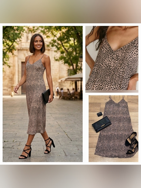 Jenni Kayne Dresses & Skirts - Leopard Print Slip Midi Dress - Neutral Tan & Black